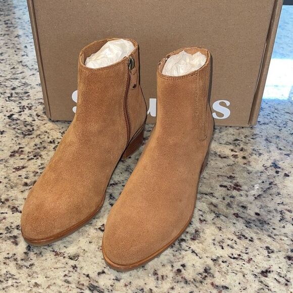 Soludos Delancey Bootie Suede Tan Size 6.5 New In Box - Picture 2 of 9